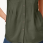 Style & Co Women's Pleated Cuffed Sleeve Top Green Size XX-Large
