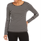 Charter Club Women's Metallic Stripe Top Black Size X-Small