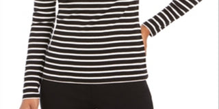 Charter Club Women's Metallic Stripe Top Black Size X-Small