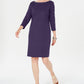 Karen Scott Women's Boat Neck Studded Dress Purple Size Petite L