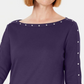 Karen Scott Women's Boat Neck Studded Dress Purple Size Petite L