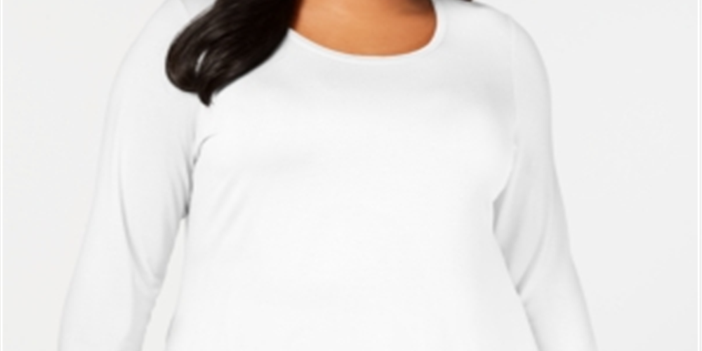 JM Collection Women's Plus Scoopneck Top White Size 0X