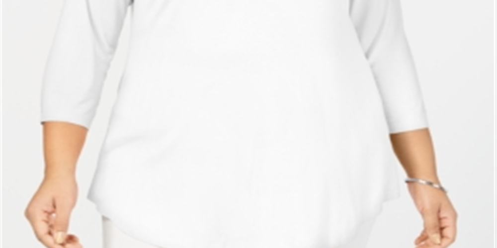 JM Collection Women's Plus Scoopneck Top White Size 0X