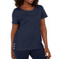 Karen Scott Women's Button Hem Scoop Neck Cotton Top Blue Size Large