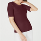 Maison Jules Women's Crewneck Elbow Sleeve Top Red Size XX-Large