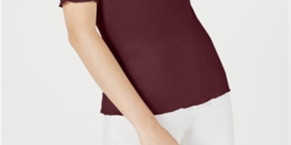 Maison Jules Women's Crewneck Elbow Sleeve Top Red Size XX-Large