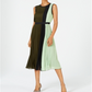 Alfani Women's Colorblocked Pleated Midi Dress Green Size 4 Petite
