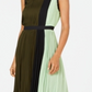 Alfani Women's Colorblocked Pleated Midi Dress Green Size 4 Petite