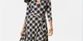 Charter Club Women's Plaid Fit & Flare Dress Black Size Petite XL