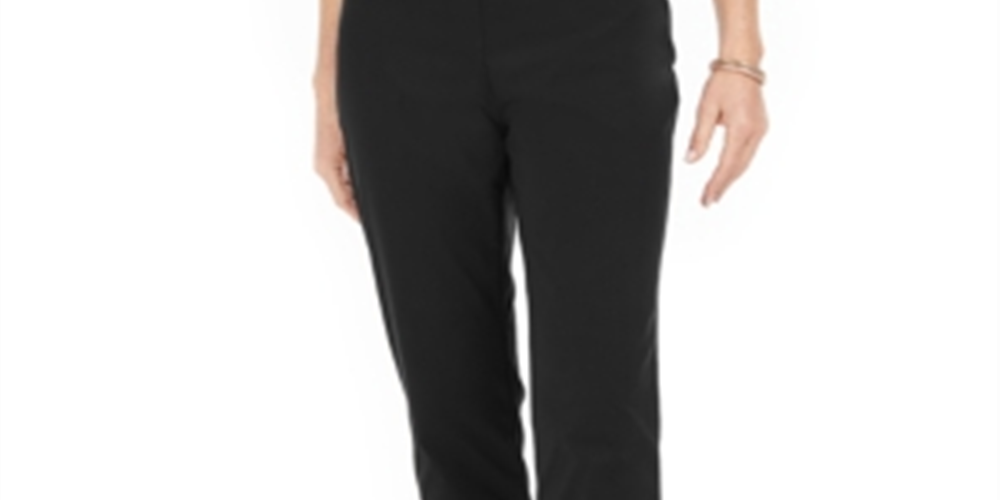 JM Collection Women's Tummy Control Snap Hem Pants Black Size Petite Small