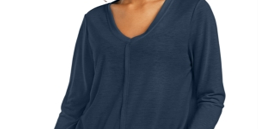 Style & Co Women's Seam Detail High Low Top Blue Size X-Small