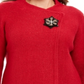 JM Collection Women's Solid Long Sleeve Crew Neck Wrap Evening Sweater Red Size Small