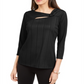 Alfani Women's Solid Twist Neck Top Black Petite Small