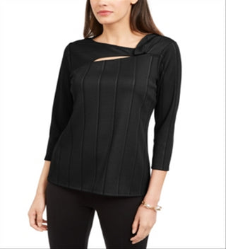 Alfani Women's Solid Twist Neck Top Black Petite Small