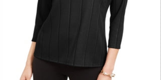 Alfani Women's Solid Twist Neck Top Black Petite Small