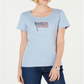 Karen Scott Women's Embellished Flag Cotton T-Shirt Blue Size Medium