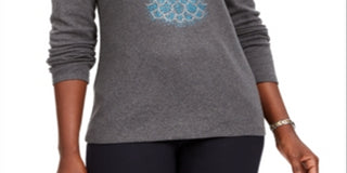 Karen Scott Women's Cotton Holiday-Print T-Shirt Charcoal Size X-Small