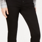 INC International Concepts Women's Curvy Fringe Hem Button Front Straight Leg Jeans Black Size 2