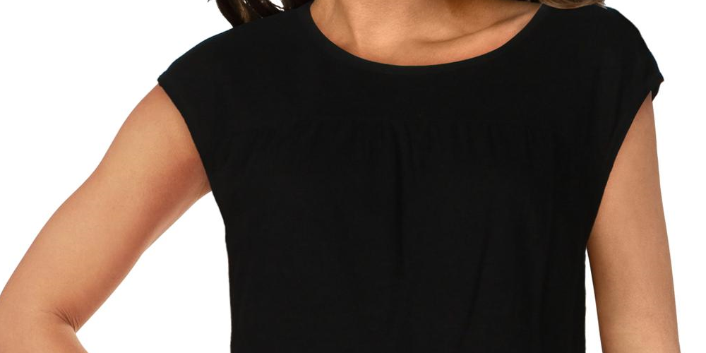 Style & Co Women's Crewneck Knit Peplum Top Black Size Medium