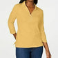 Karen Scott Women's Cotton Lace up Shirt Yellow  Size Medium