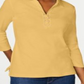 Karen Scott Women's Cotton Lace up Shirt Yellow  Size Medium