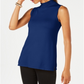 JM Collection Women's Sleeveless Mock Turtleneck Sweater Blue Size Medium