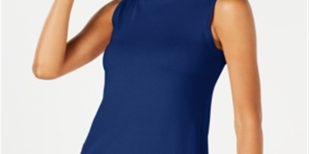 JM Collection Women's Sleeveless Mock Turtleneck Sweater Blue Size Medium