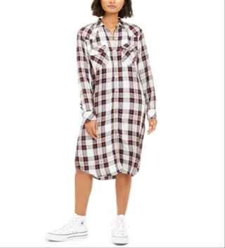Levi's Women's Long Button up Plaid Shirt Black Multi Size Petite M