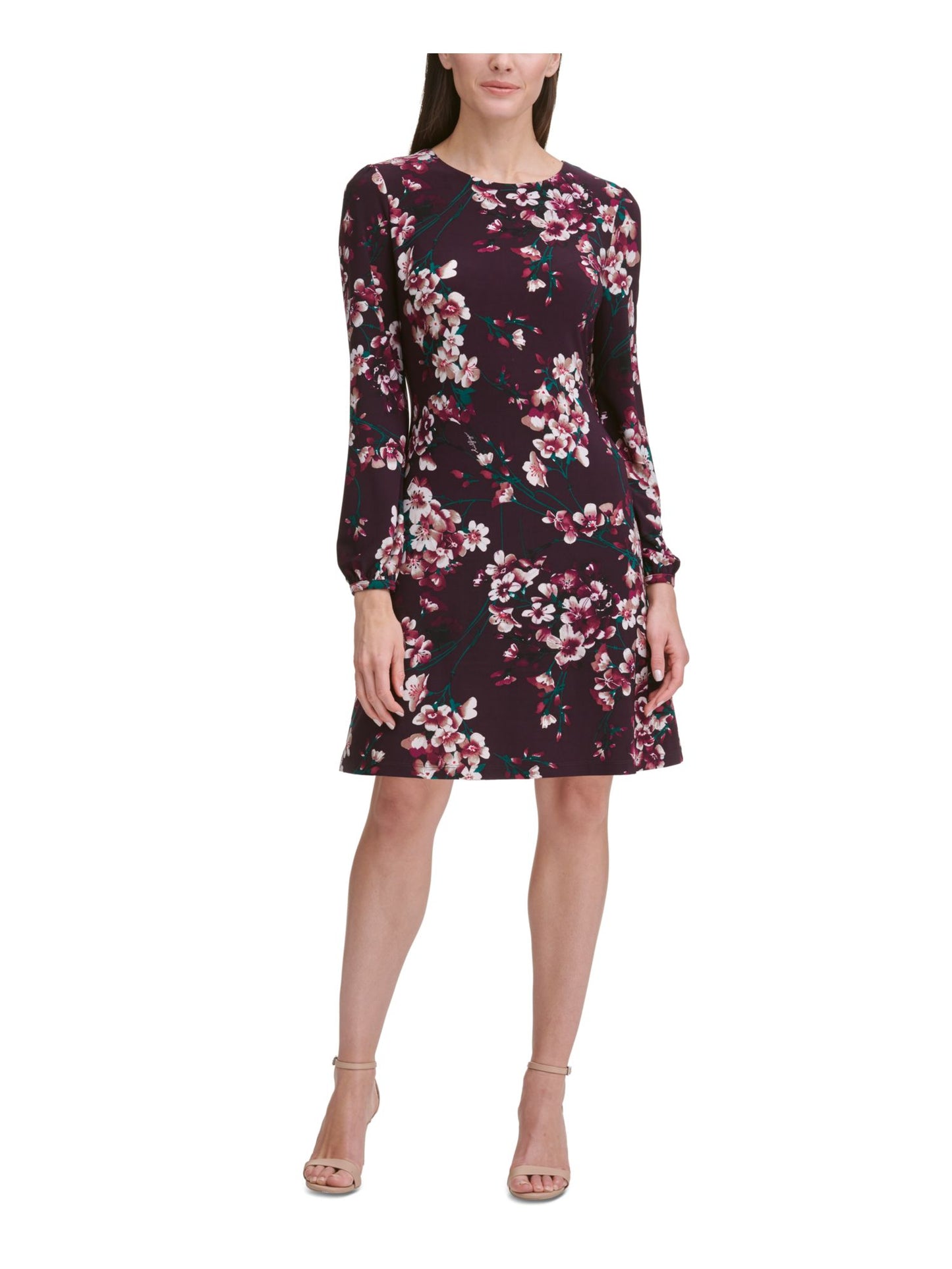 Tommy Hilfiger Women's Floral Jersey a Line Dress Purple Size 4