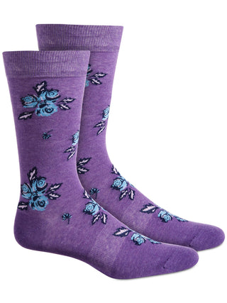 Bar III Women's Floral Arch Support Seamless Toe Dress Crew Socks Purple Size 10-13