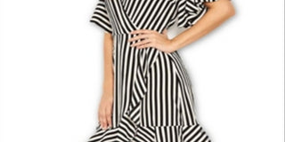 Ax Paris Women's Striped Wrap Mini Dress Navy Size 10