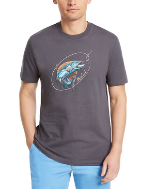 Club Room Men's Big Catch Graphic T-Shirt Gray Size Small