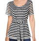 Alfani Women's Textured Striped Tie Waist Top Black Size Medium