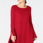 Alfani Women's Ribbed Tunic Sweater Red Size X-Small