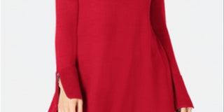 Alfani Women's Ribbed Tunic Sweater Red Size X-Small