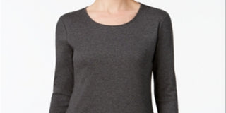 Charter Club Women's Pima Cotton Long Sleeve Top Gray Size XX-Large