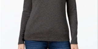 Charter Club Women's Pima Cotton Long Sleeve Top Gray Size XX-Large