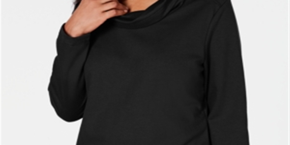 Karen Scott Women's Sport Cowl Neck Top Black Size XX-Large