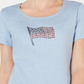 Karen Scott Women's Embellished Flag Cotton T-Shirt Blue Size X-Small