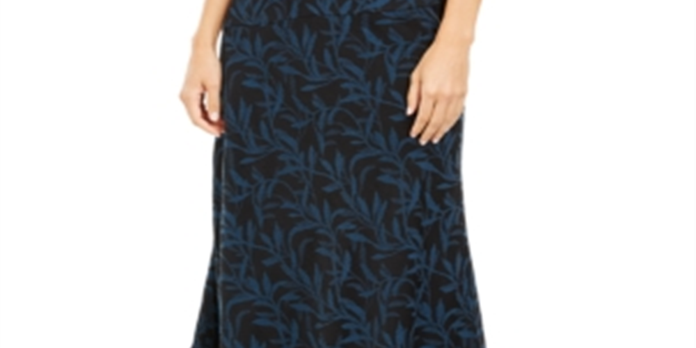 Alfani Women's Printed Asymmetrical MIDI Skirt Green Size 4