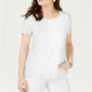 Style & Co Women's Ruffled Hem Top White Size Petite S