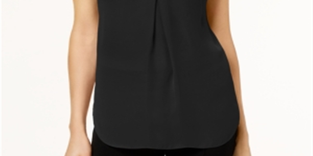 INC International Concepts Women's Pleated Top -BlackSize Petite M