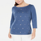 Karen Scott Women's Cotton Grommet Top Blue Size Medium