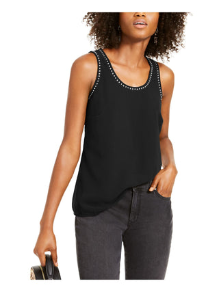 INC International Concepts Women's Studded Woven Tank Top Black Size Medium