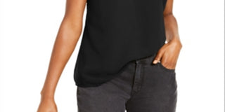 INC International Concepts Women's Studded Woven Tank Top Black Size Medium