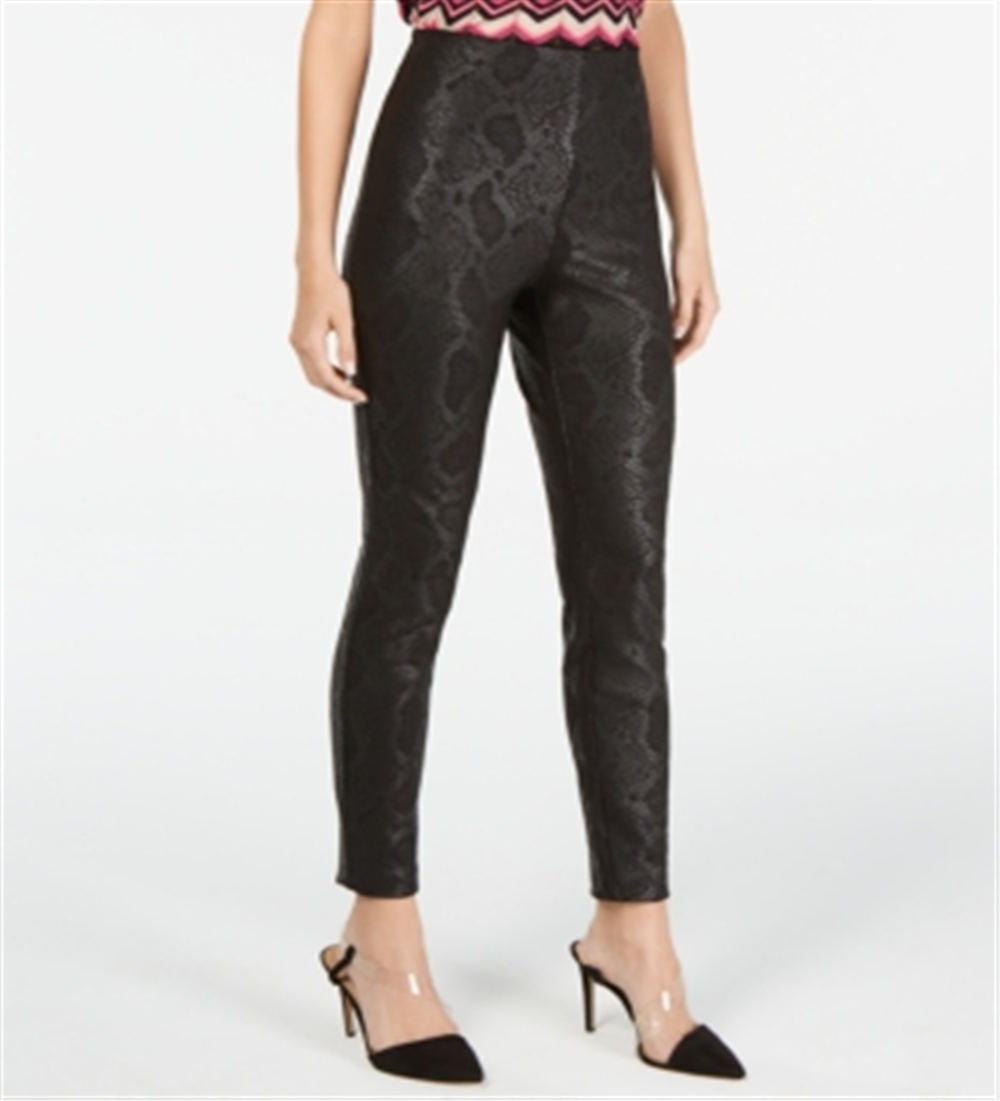 INC International Concepts Women's International Concepts Snake Print Skinny Pants Black Size 12