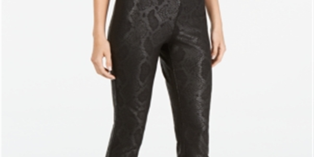 INC International Concepts Women's International Concepts Snake Print Skinny Pants Black Size 12
