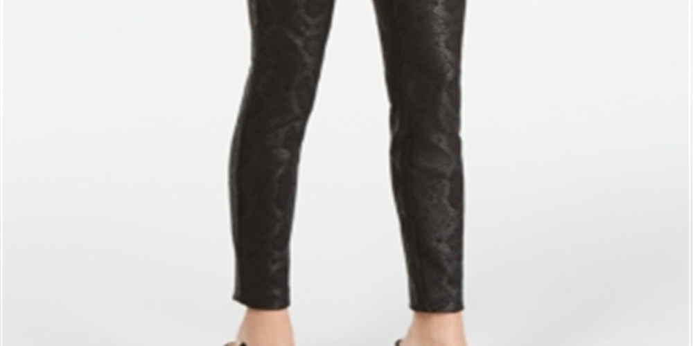 INC International Concepts Women's International Concepts Snake Print Skinny Pants Black Size 12