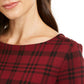 Charter Club Women's Pima Cotton Button Shoulder Print Top Red Size Petite Large