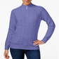 Karen Scott Women's Cable Knit Faux Pearl Button Sweater Purple Size Small